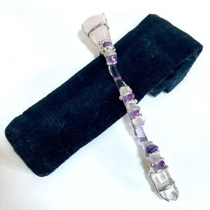Handcrafted Rose Quartz Amethyst Crystal Wand 6” Sedona Artisan w Velvet Pouch